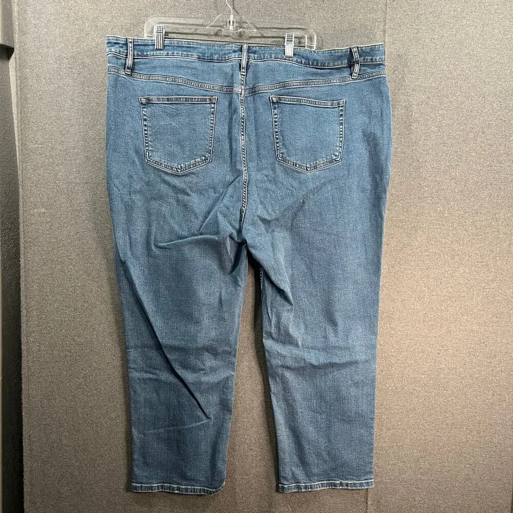 Candace Cameron Bure Cropped Straight Leg Jeans BigSur Med Wash, Plus 26